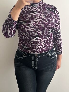 y2k 90s zebra leopard print high neck top